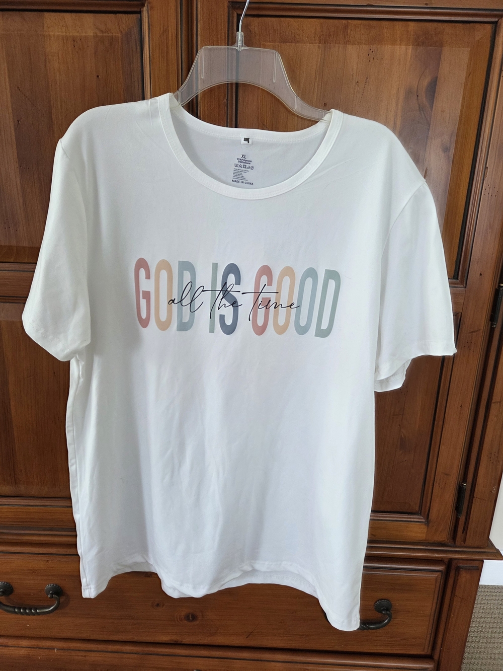 Women’s White 'God Is Good' Short Sleeve Tee XL Fits Like L NWOT